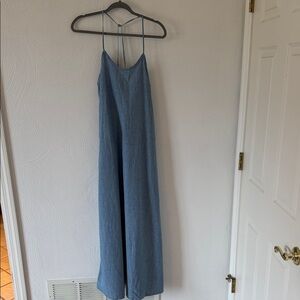 Massimo Dutti NWT 100% Cotton Denim Spaghetti Strap Maxi Dress.  Size Small.
